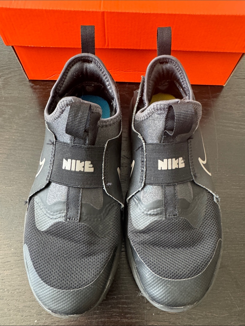 Nike Star Runner Kids Black Slip-On Sneakers with White Swoosh